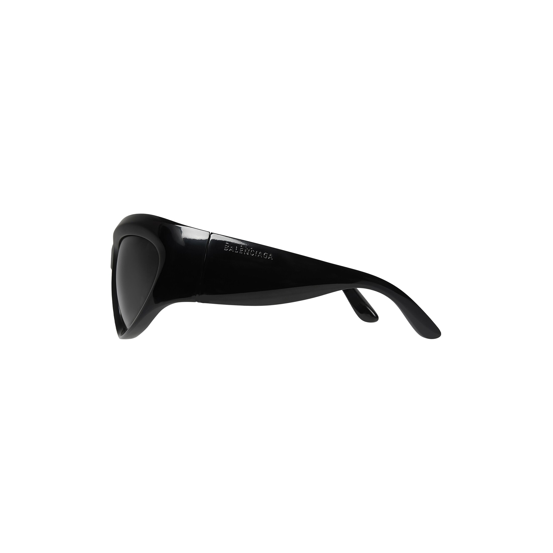 Wrap D-frame Sunglasses in Black - Image 4
